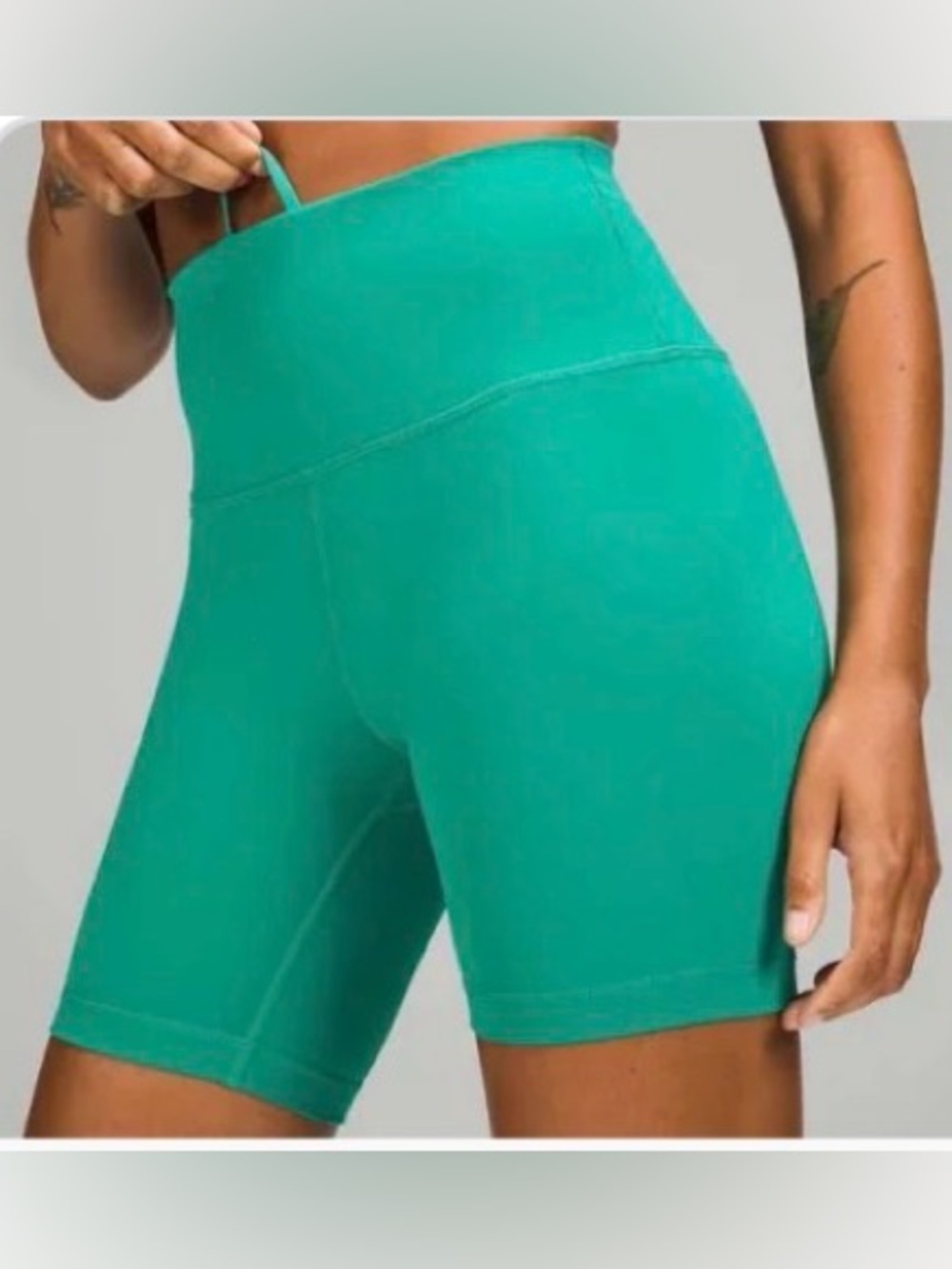 Lululemon Wunder Under High Rise Biker Shorts Green Size 4 5” Inseam